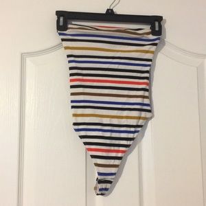 Colorful striped Urban Outfitters thong bodysuit